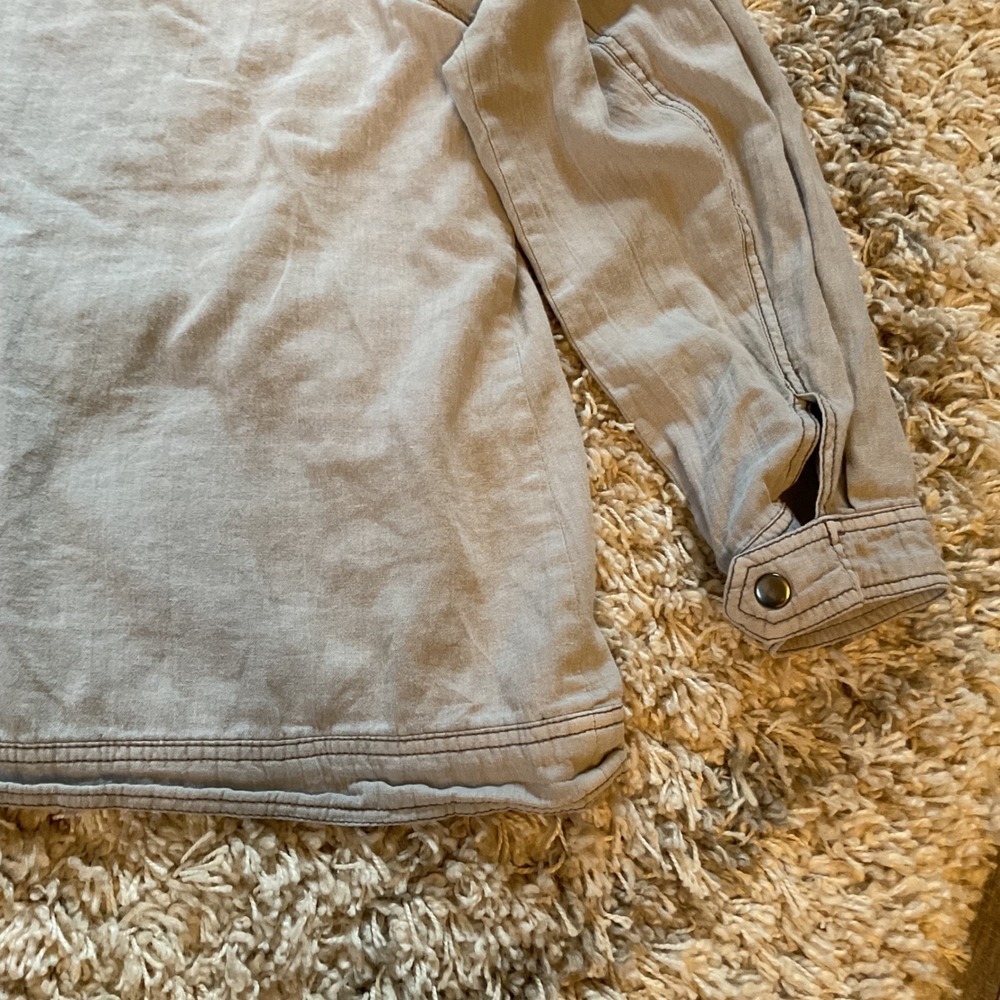 Maurices Womens Grey Linen Blend Full Zip Utility Jacket Mock Neck Size 3 Plus - Picture 11 of 15